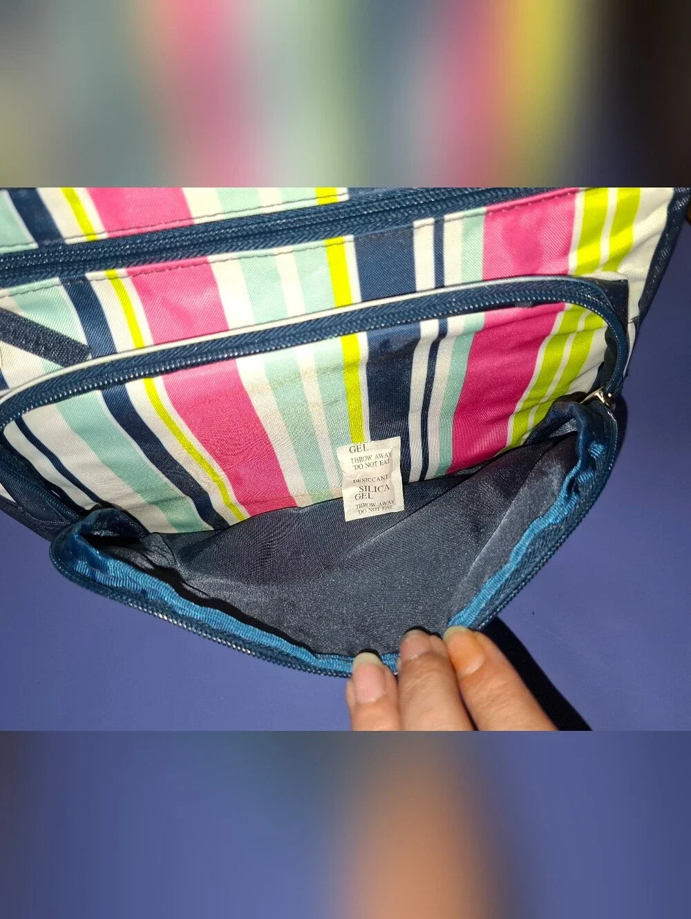 Room It Up Striped Hanging Organizer - Pink, Lime, Navy- NWT